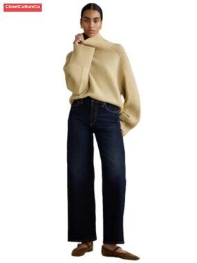 High Rise Wide Leg Jeans Palazzo Leg Opening 5-Pocket Denim